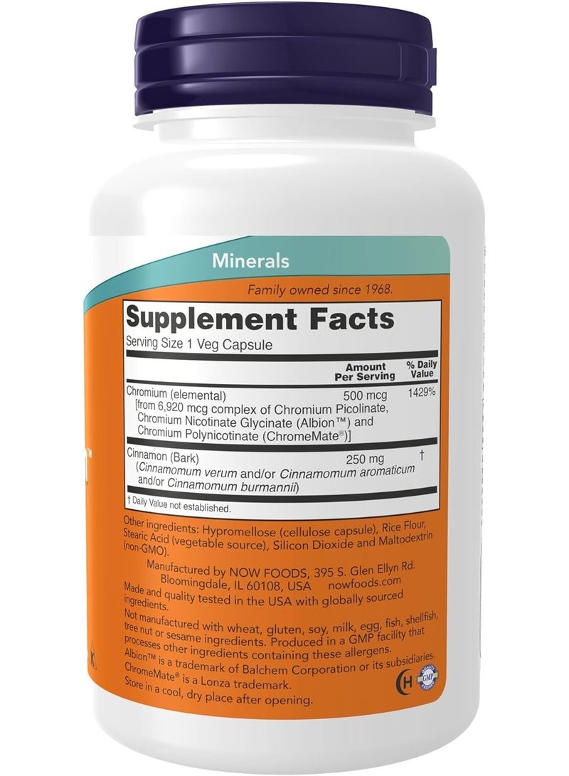 now Supplements, Tri-Chromium™ 500 mcg with Cinnamon, Insulin Co-Factor*, 180 Veg Capsules - Image 2